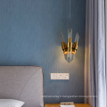 Lustre LED en verre doré de chambre à coucher de conception artistique